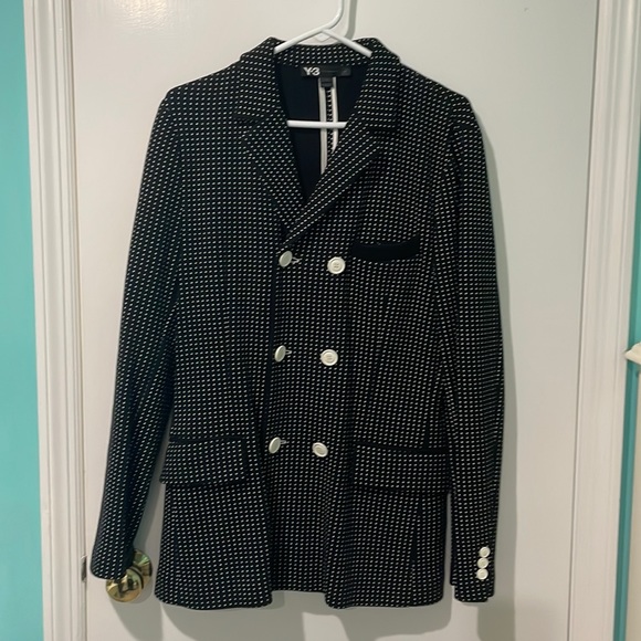 EUC Y-3 Adidas Yohji Yamamoto mens polka dot cotton blazer - Picture 1 of 13